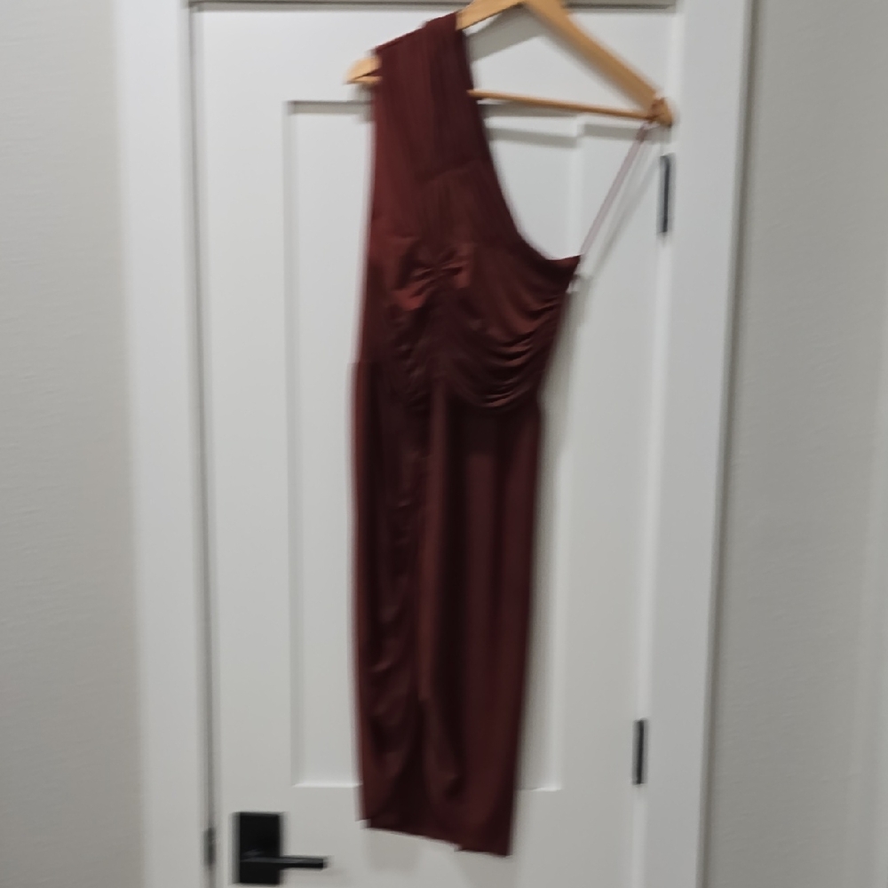 Vero Moda Chic One-Shoulder Dress in Deep Brown
